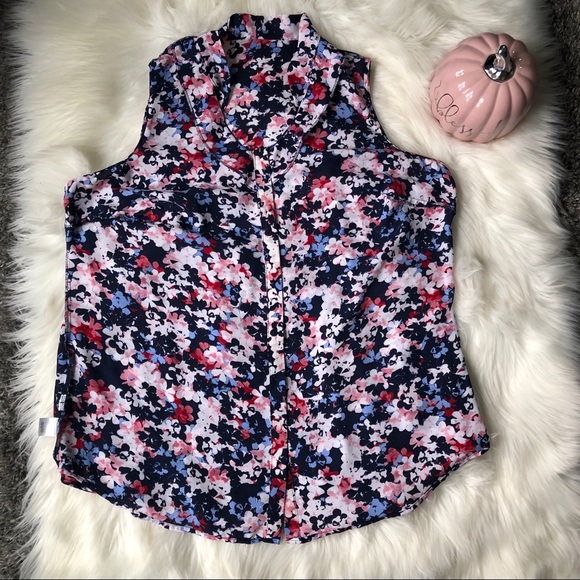 Sleeveless floral blouse with color. XL - Picture 7 of 8